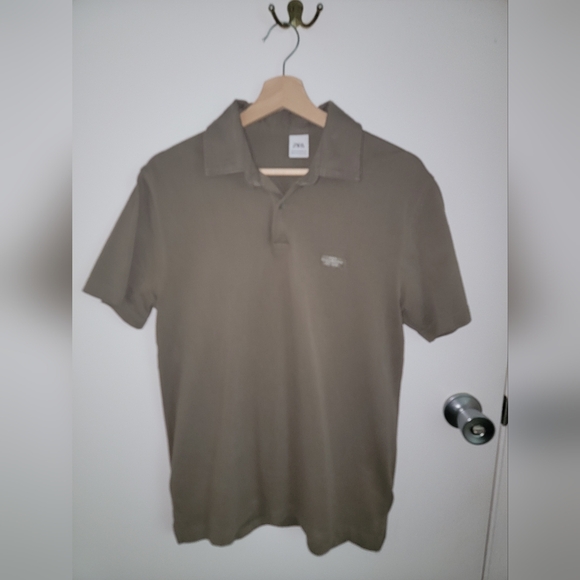 Mens zara polo olive green - Picture 3 of 5